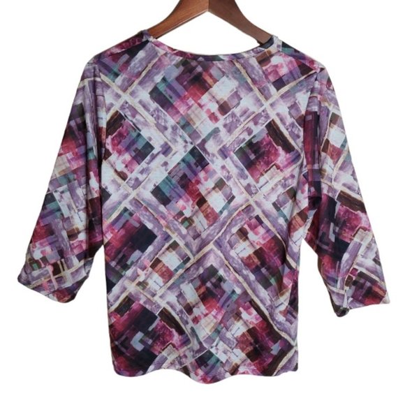 Alia Pink/Purple Block Print Top - Size L - Picture 2 of 4